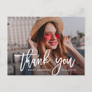 rustic brush lettering graduation thank you postcard