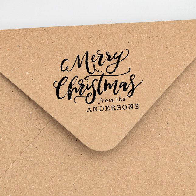 Rustic Brush Script Merry Christmas Rubber Stamp (Creator Uploaded)