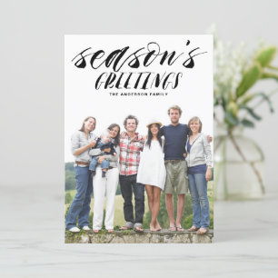 Rustic Brush Typography Season's Greeting Photo Holiday Card