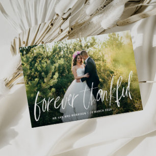 rustic brush typography wedding photo card