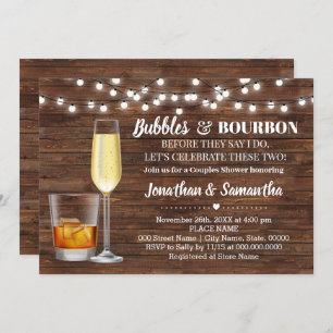 Rustic Bubbles & bourbon before I do wedding party Invitation