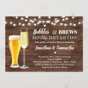 Rustic Bubbles & brews before I do couples shower Invitation