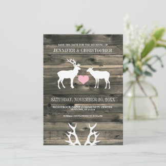 Rustic Buck and Doe Save the Date Announcements