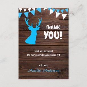 Rustic Buck Theme Boy THANK YOU baby shower Card