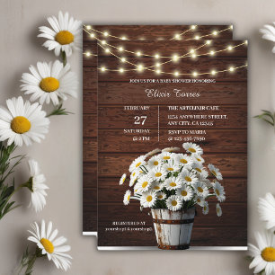 Rustic Bucket Daisy in Bloom Baby Shower Invitation
