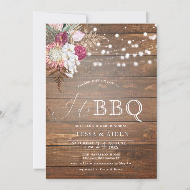Rustic Budget I Do BBQ Couples Shower Invitation (Front)