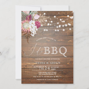 Rustic Budget I Do BBQ Couples Shower Invitation