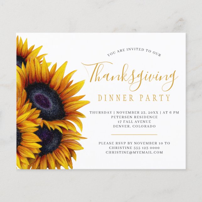 Rustic budget Thanksgiving dinner party Invitation (Front)