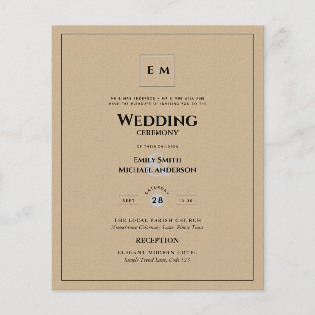 Rustic Budget Vintage Wedding Flyer (Front)