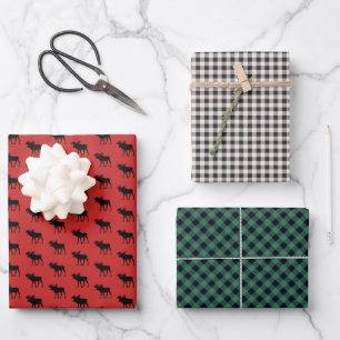 Rustic Buffalo and Buffalo Plaid Pattern Wrapping Paper Sheet