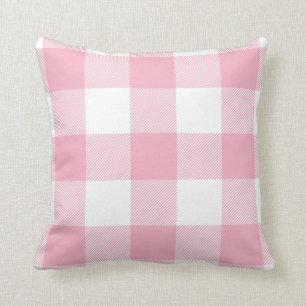 Rustic Buffalo Check Pattern Pastel Pink Cushion