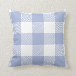 Rustic Buffalo Check Pattern Periwinkle Blue Cushion