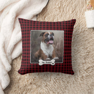 Rustic Buffalo Check Pet Photo Cushion