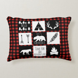 Rustic Buffalo Check Plaid Woodland Adventure Decorative Cushion
