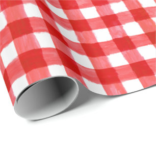 Rustic Buffalo Check Red and White Wrapping Paper
