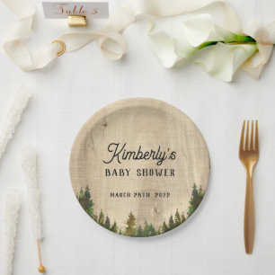 Rustic Buffalo Check Wild One Baby Shower Paper Plate