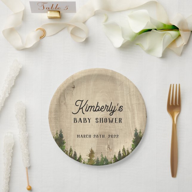 Rustic Buffalo Check Wild One Baby Shower Paper Plate (Wedding)