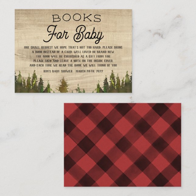 Rustic Buffalo Check Wild One Books For Baby Card (Front/Back)