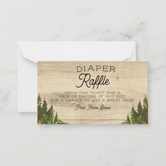 Rustic Buffalo Check Wild One Diaper Raffle Card (Front)