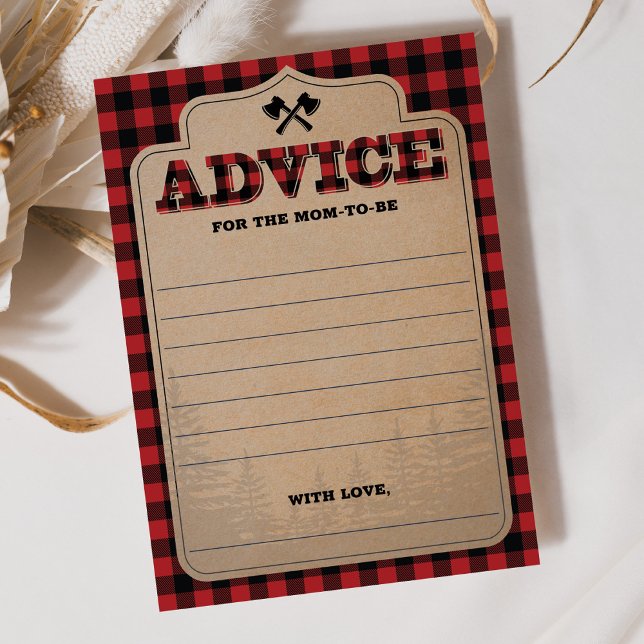 Rustic Buffalo Plaid Baby Shower Advice Card (Creator Uploaded)
