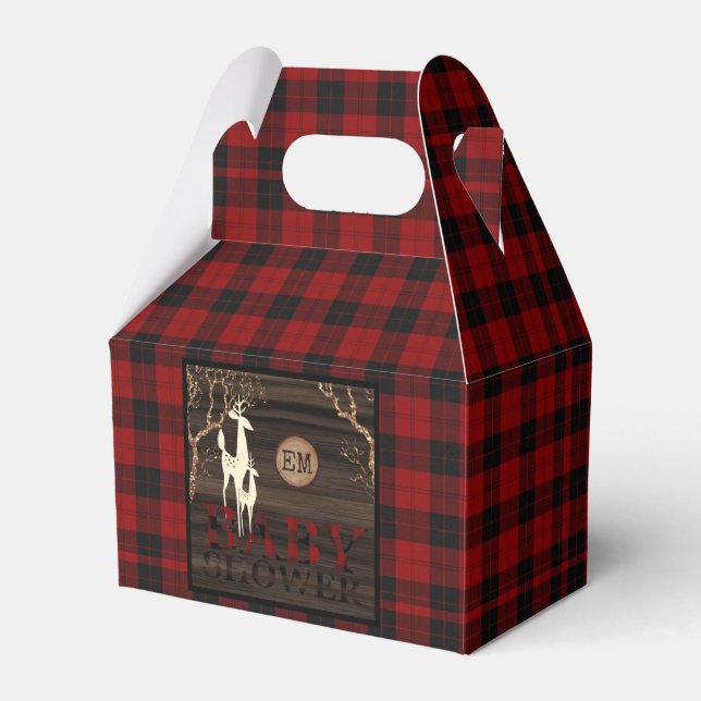 Rustic Buffalo Plaid Baby Shower Favours Favour Box (Front Side)