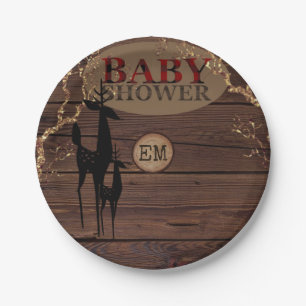 Rustic Buffalo Plaid Baby Shower Personalised Paper Plate
