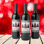 Rustic Buffalo Plaid Christmas Customisable Wine Label<br><div class="desc">These labels aren't just for show – they're perfect for holiday giving. Share the warmth and joy with your family and friends, or impress your business clients with a touch of personalisation. It's the kind of gift that brings people closer, adds a dash of holiday spirit, and makes your wine...</div>