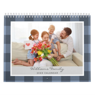Rustic Buffalo Plaid Farmhouse Family Photo 2024 Calendar