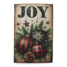 Rustic Buffalo Plaid JOY Christmas Yule