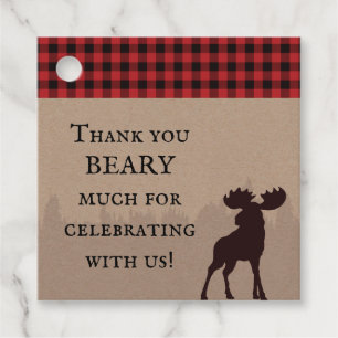 Rustic Buffalo Plaid Lumberjack Birthday Thank You Favour Tags