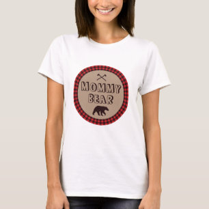 Rustic Buffalo Plaid Lumberjack Shower Mummy Bear T-Shirt