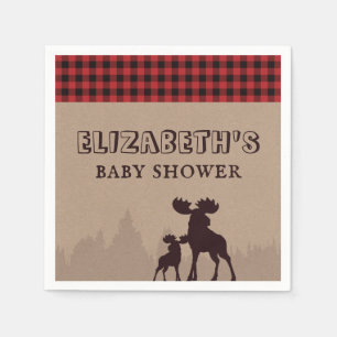 Rustic Buffalo Plaid Lumberjack Theme Baby Shower Napkin