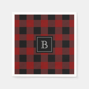 Rustic Buffalo Plaid Pattern Monogrammed Initial Napkin