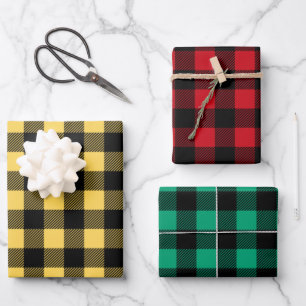 Rustic Buffalo Plaid Pattern Wrapping Paper Sheet