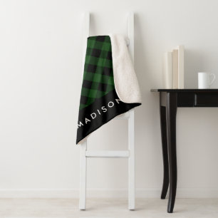 Rustic Buffalo Plaid Personalised Sherpa Blanket