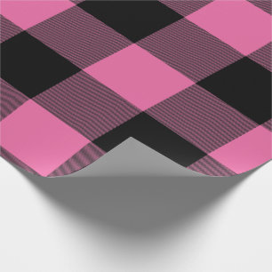 Rustic Buffalo Plaid Pink Black Wrapping Paper