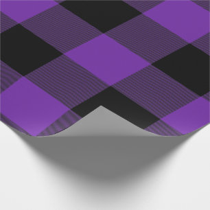 Rustic Buffalo Plaid Purple Black Wrapping Paper