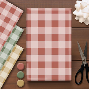 Rustic Buffalo Plaid - Simple Red Green Gold Wrapping Paper Sheet