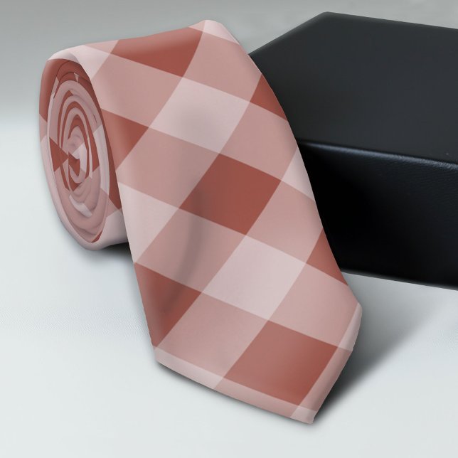 Rustic Buffalo Plaid - Simple Soft Red Tie (Trendy Neck Tie Pattern)