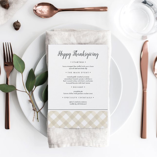 Rustic Buffalo Plaid Thanksgiving Dinner Menu (Creator Uploaded)