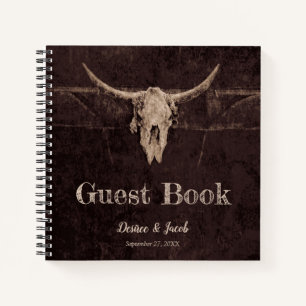 Rustic Bull Skull Wedding Country Western Texture Notebook