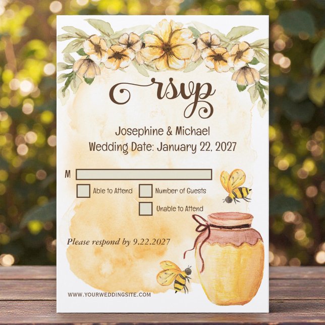 Rustic Bumble Bee Rustic Wedding RSVP Invitation (Creator Uploaded)