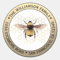 Rustic BumbleBee Round Return Addres