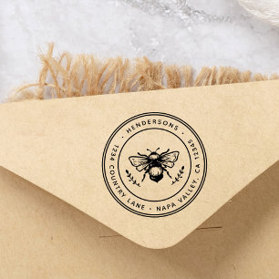 Rustic Bumblebee Round Return Address Self-inking Stamp