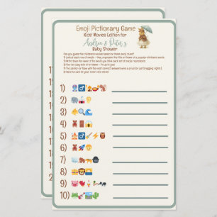 Rustic Bunny Baby Shower Emoji Pictionary