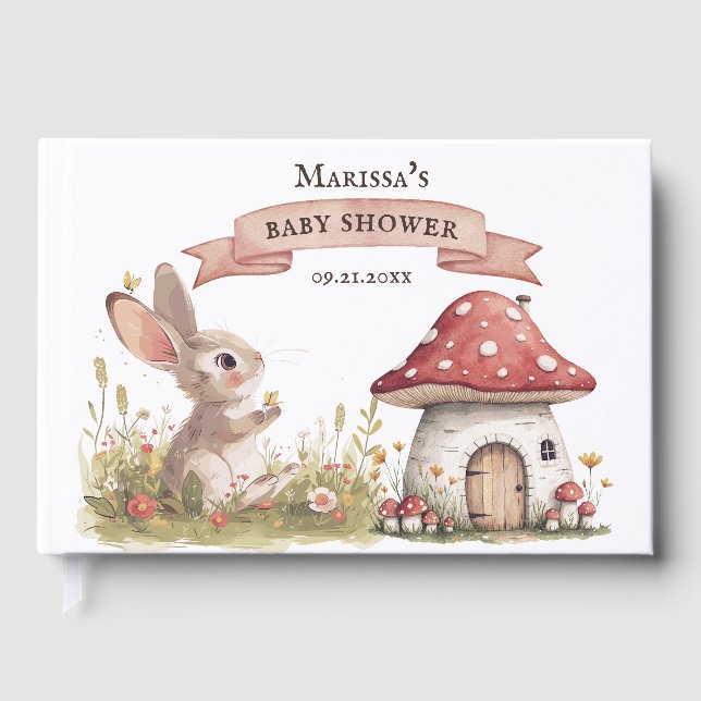 Rustic Bunny Baby Shower Guest Book (Front)