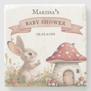 Rustic Bunny Baby Shower  Stone Coaster