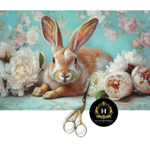Rustic Bunny & Peony Floral Decoupage  Tissue Paper