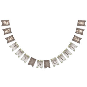 Rustic Bunny Rabbit Brown and White Baby Shower Bunting