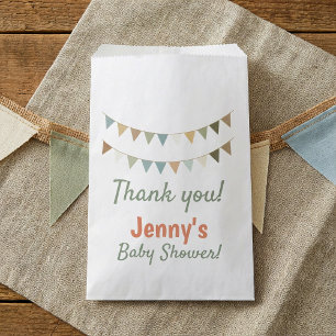 Rustic bunting baby shower thank you favour bags